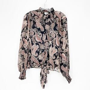 Ophelia Roe Long Sleeve Mock Neck Top Size Medium